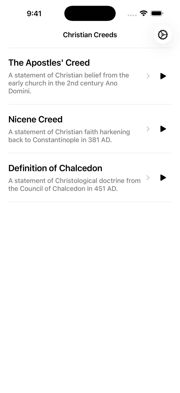 Screenshot of Creeds for Life on iPhone